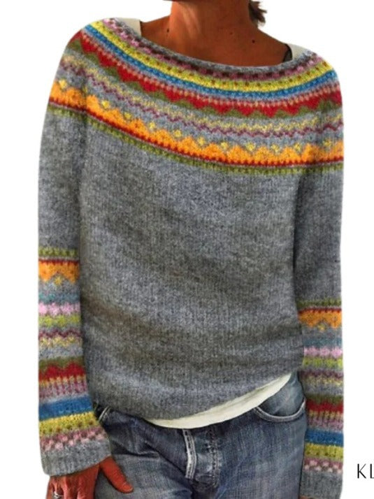 Dames Trui met Multi Kleuren Nordic Motief | Ragna