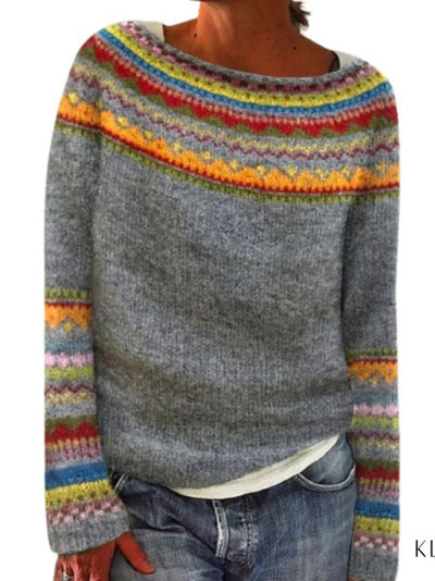 Dames Trui met Multi Kleuren Nordic Motief | Ragna