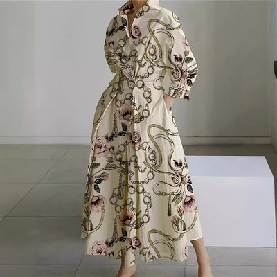 Dames Elegante Jurk met Overhemdkraag | Nadira