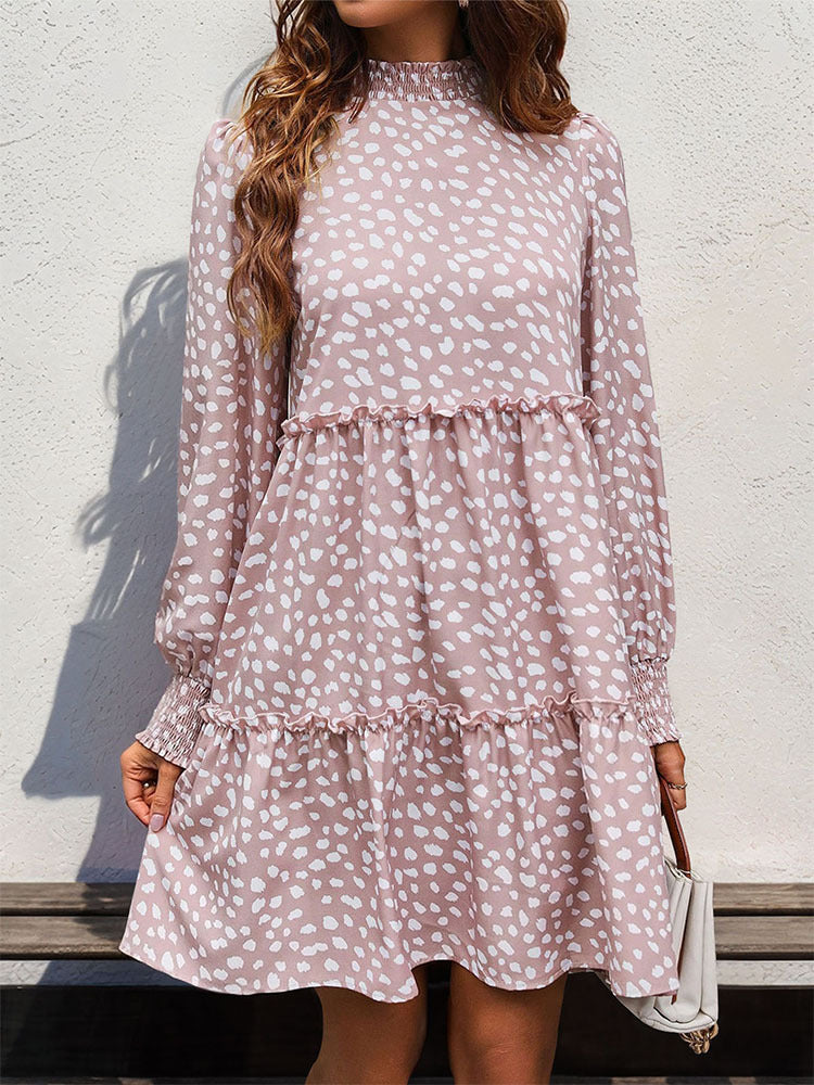 Dames Elegante Babydoll Jurk met Print en Geplooide Details | Nehemia
