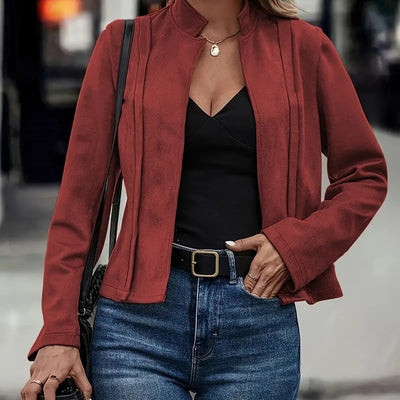 Dames Elegante Tijdloze Suède-Look Jas met Perfecte Pasvorm | Belouisa