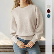 Dames Warme Basic Veelzijdige Gebreide Trui met Ronde Hals | Romania