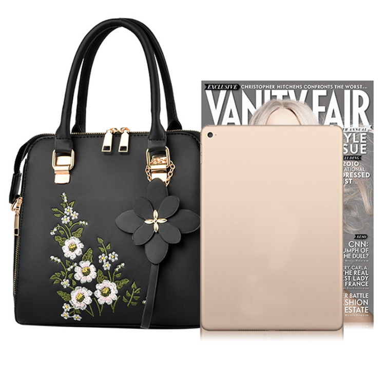 Dames Trendy Handtas met Bloem Borduursel | Leana