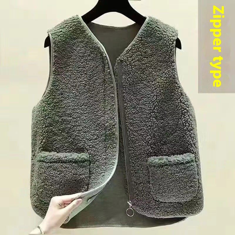 Dames Plus Size Zachte Elegante Warme Trendy Teddy Bodywarmer met Zakken | Boradine