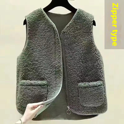 Dames Plus Size Zachte Elegante Warme Trendy Teddy Bodywarmer met Zakken | Boradine