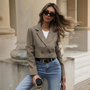 Dames Stijlvolle Trendy Geruite Cropped Blazer | Bethwyn