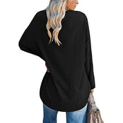 Dames Casual Oversized T-shirt met V-hals en Lange Mouwen | Toba
