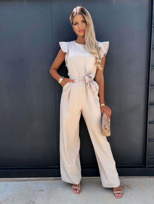 Dames Trendy Jumpsuit met Hoge Taille en Strikceintuur | Aveida