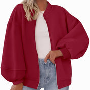 Dames Tijdloze Sportieve Oversized Bomber Jack met Rits | Boraisa