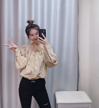 Dames Elegante Stijlvolle Trendy Oversized Blouse met Strikkoord | Helly