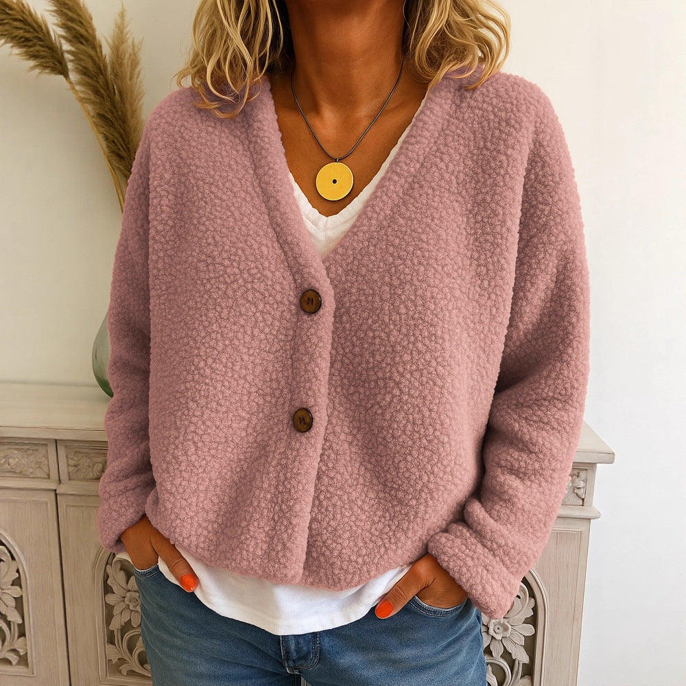 Dames Elegante Warme fleece Vest met V-hals en Knopen | Razina