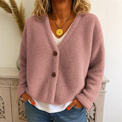 Dames Elegante Warme fleece Vest met V-hals en Knopen | Razina