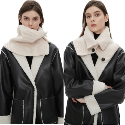 Dames Eigentijdse Warme Gebreide Col Sjaal met Knopen | Laverne