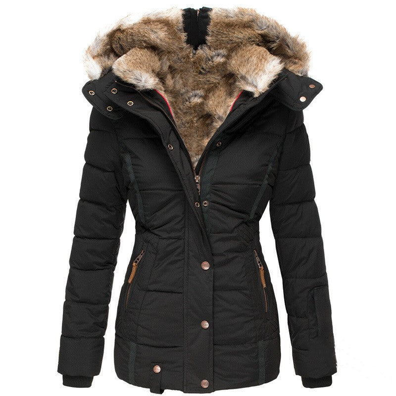 Dames winterjas met warme bontvoering - Getailleerd model met capuchon | Bay