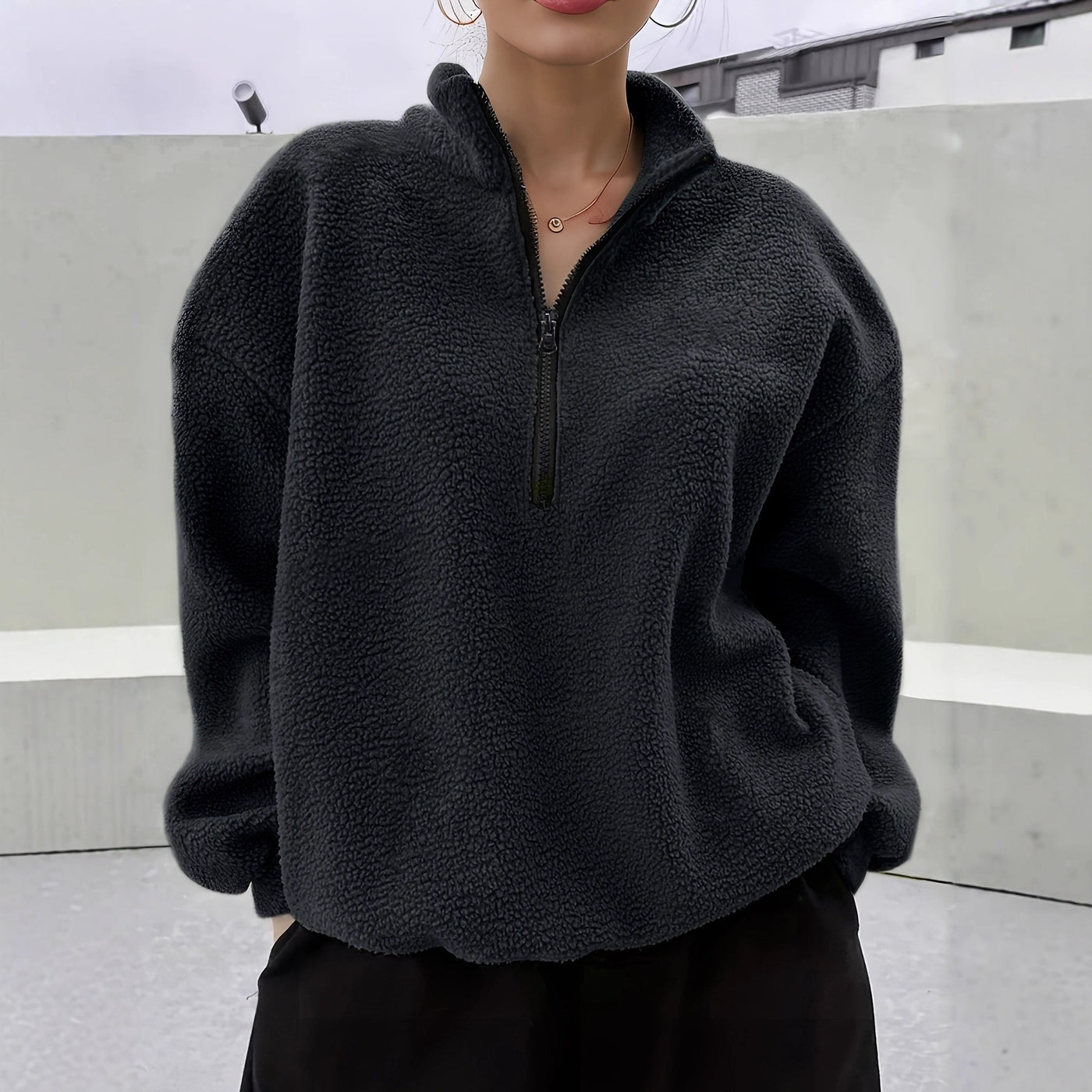 Dames warme fleece trui met halve rits | Sorella