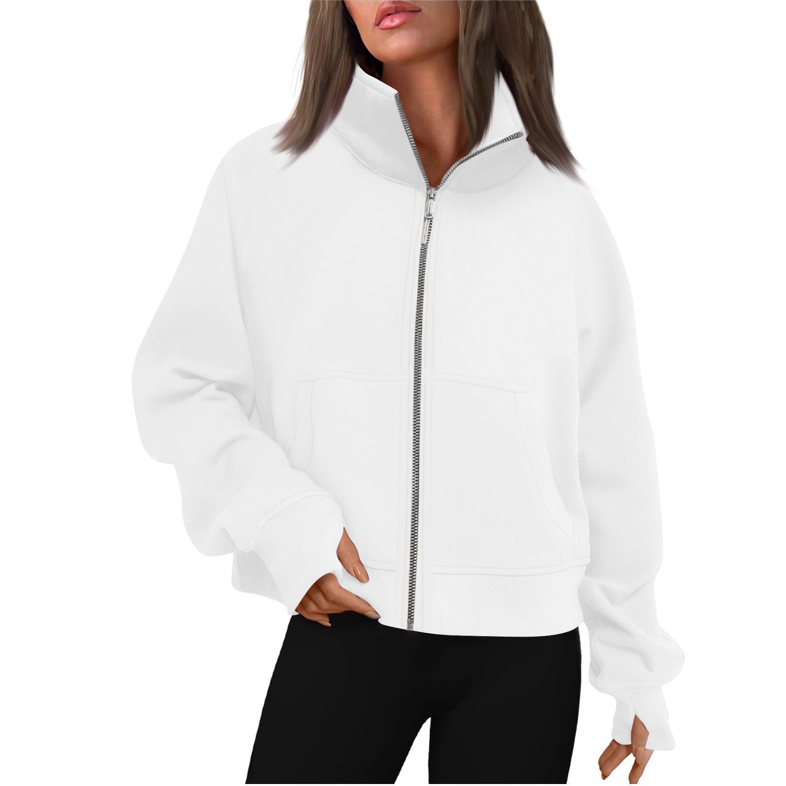 Dames Trendy Basic Stijlvolle Vest met Rits en Opstaande Hoge Kraag | Salie