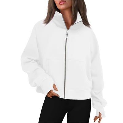 Dames Trendy Basic Stijlvolle Vest met Rits en Opstaande Hoge Kraag | Salie