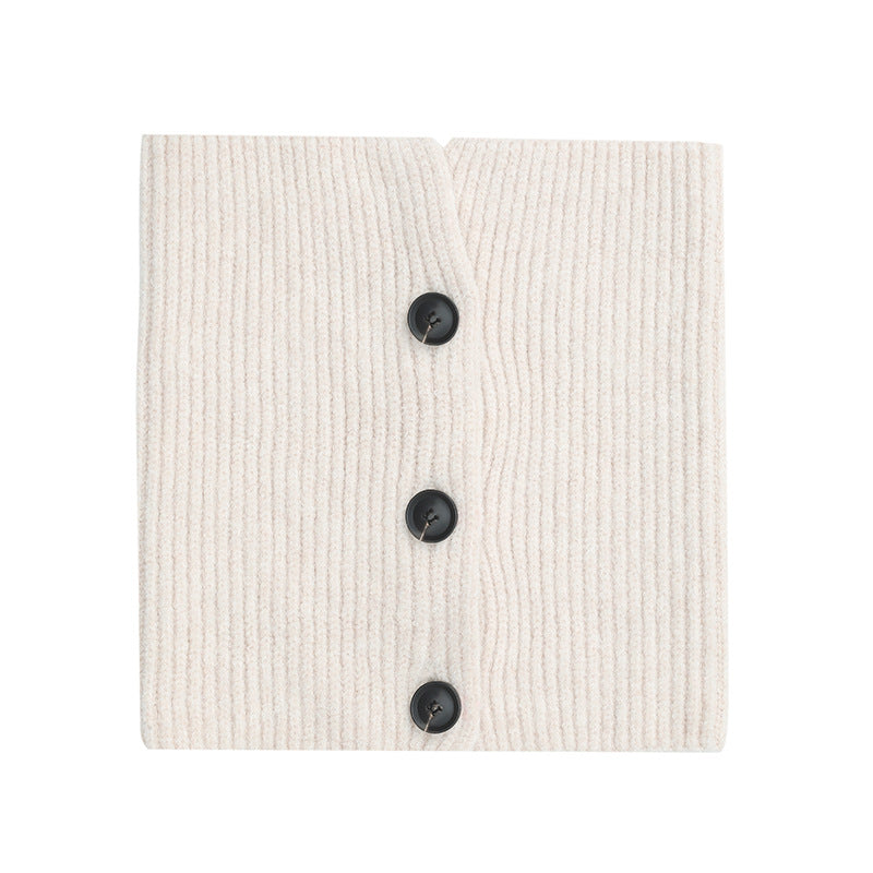 Dames Eigentijdse Warme Gebreide Col Sjaal met Knopen | Laverne