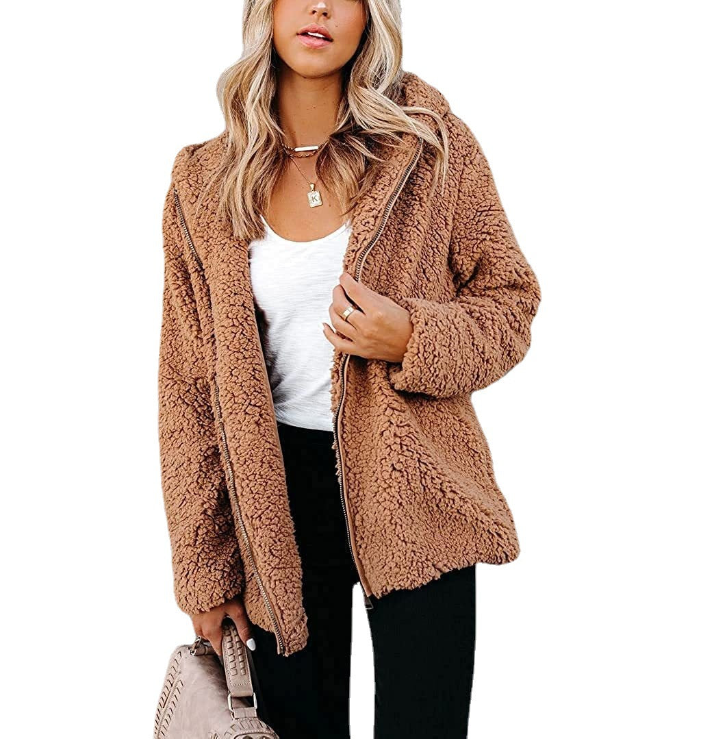 Dames Comfortabele Stijlvolle Teddy Fleece Vest met Rits en Capuchon | Sreviana