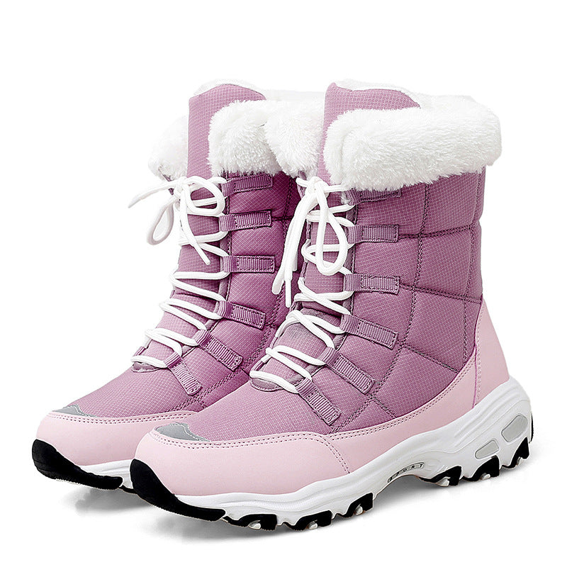 Dames Trendy Warme Winterboots met Zachte Voering en Veters | Ewalda