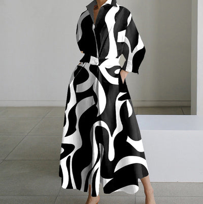 Dames Elegante Jurk met Overhemdkraag | Nadira