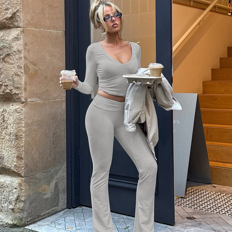 Dames Casual Comfortabele Lounge Set met Crop Top en Broek | Dorris