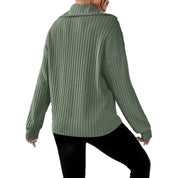 Dames Warme Trendy Rib Top met Lange Mouwen en Rits Detail | Riv