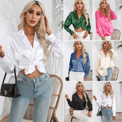 Dames Elegante Satijn Look Blouse | Harper