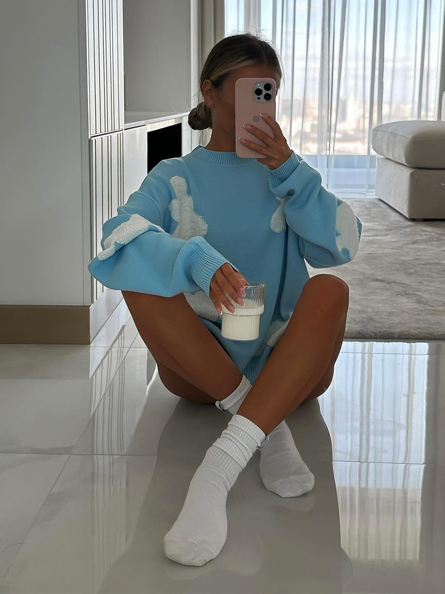 Dames Elegante Stijlvolle Ruimvallende Gebreide Trui met Harten Jacquard | Ralissa