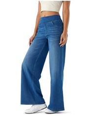 Dames Wijde Denim Broek met Stretch | Azora