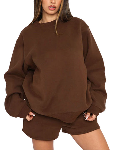 Dames Trendy Stijlvolle Comfy Tweedelige Sweater & Shorts Set | Dalaya