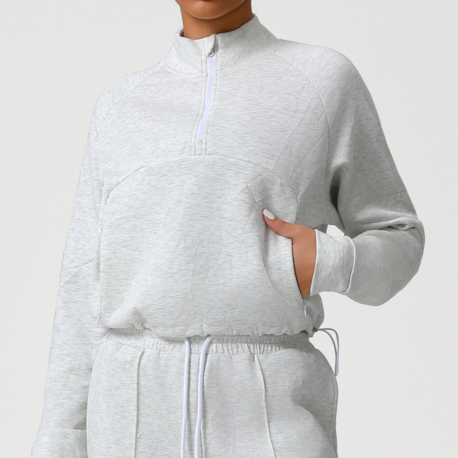 Dames Sportieve Sweater met Halve Rits en Elastiek Detail | Selva