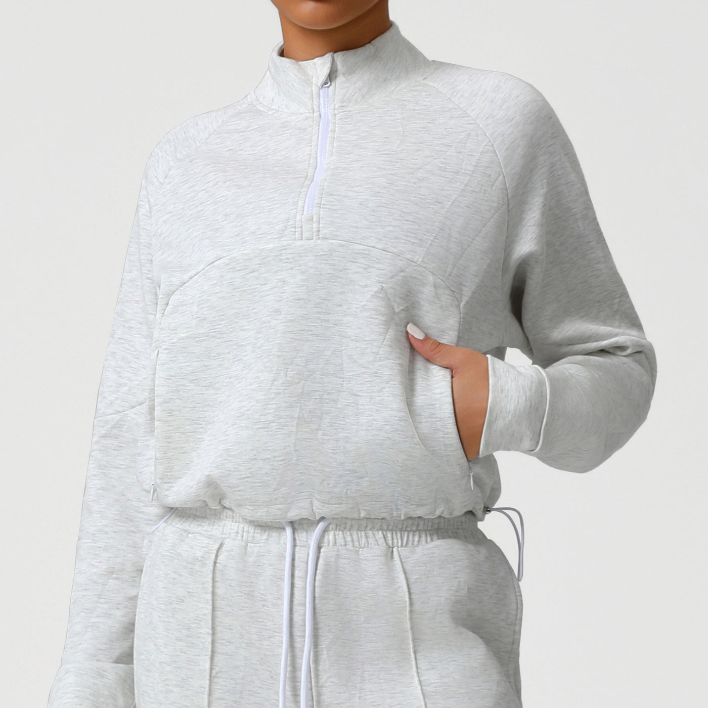 Dames Sportieve Sweater met Halve Rits en Elastiek Detail | Selva