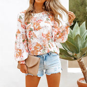 Dames Trendy Stijlvolle Bloemen Print Top met Pof Mouwen | Hester