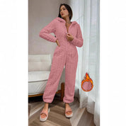 Dames Warme Zachte Fleece Onesie met Capuchon en Kabel Patroon | Faye
