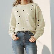 Dames Gebreide Elegante Stijlvolle Trui met Mini Hartjes | Rafaela