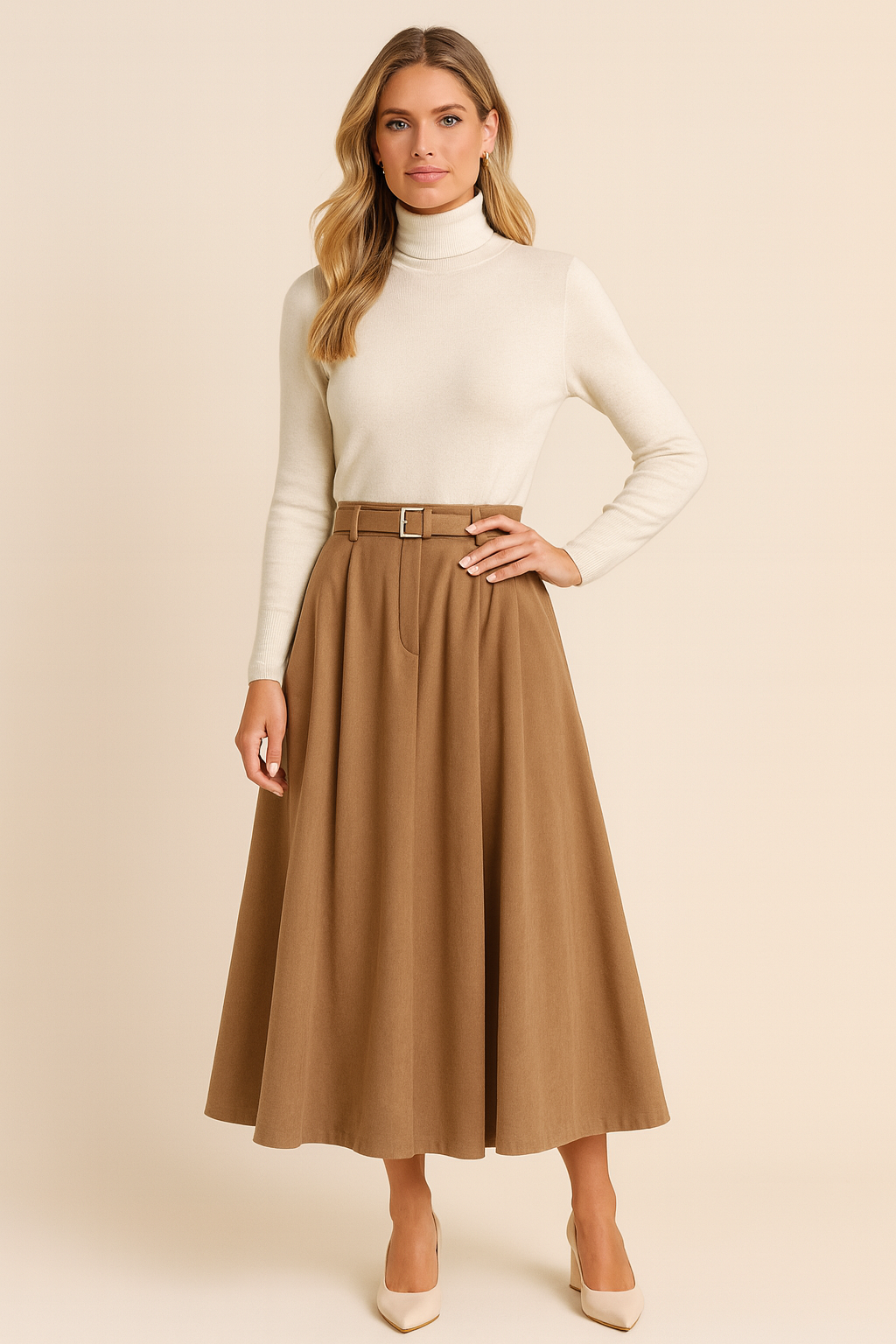 Dames Hoge Taille A-lijn Midi Rok | Amaya