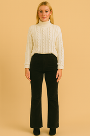 Dames Suède Broek met Uitlopende Pijpen | Angie