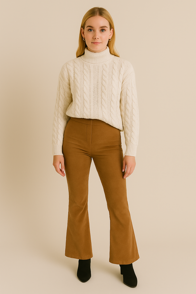 Dames Suède Broek met Uitlopende Pijpen | Angie
