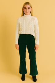 Dames Suède Broek met Uitlopende Pijpen | Angie