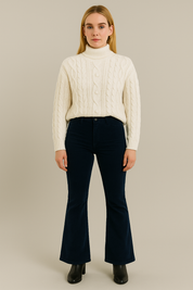 Dames Suède Broek met Uitlopende Pijpen | Angie