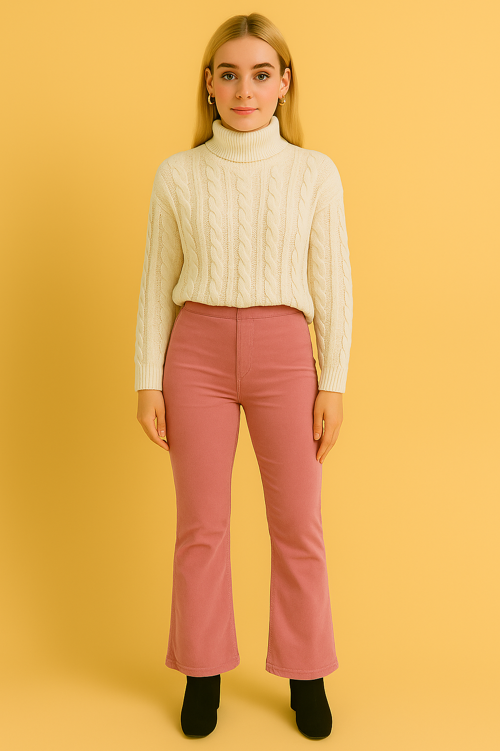 Dames Suède Broek met Uitlopende Pijpen | Angie