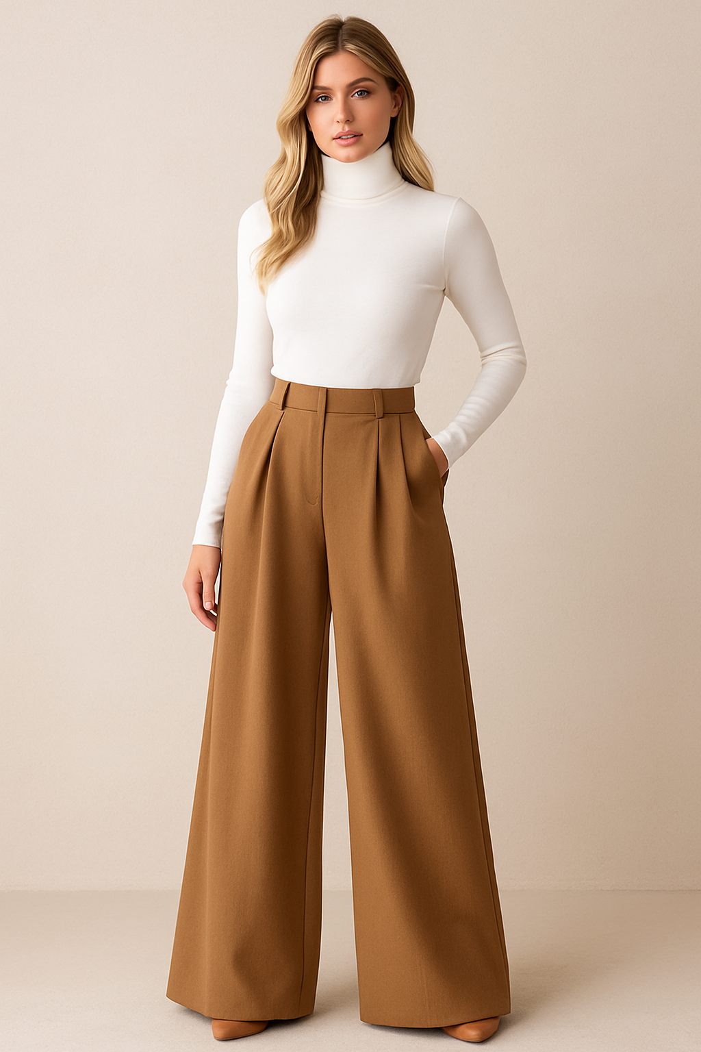 Dames Hoge Taille Broek met Wijde Pijpen | Azea