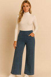 Dames Wijde Denim Broek met Stretch | Azora