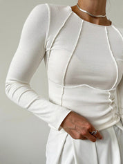Dames Ribgebreide Top met Lange Mouwen – Comfortabele Gebreide Trui | Tilly