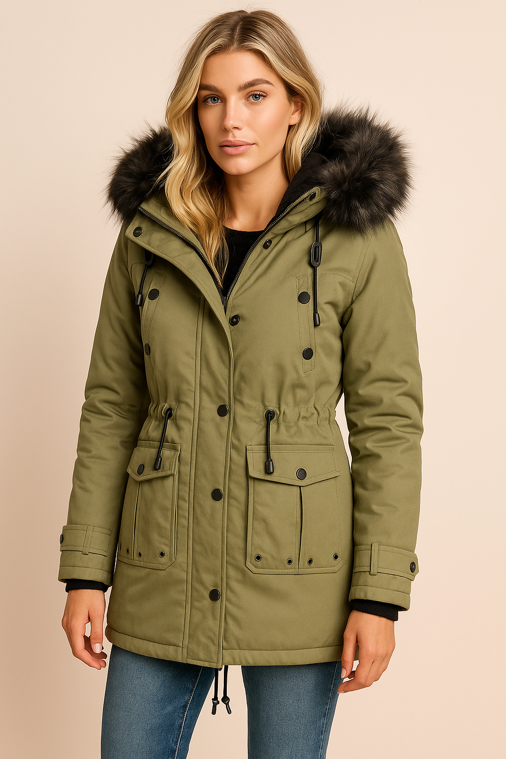 Dames Winterjas Waterdicht – Gewatteerde Jas met Capuchon en Luxe Bontkraag | Balletta