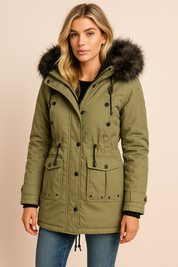 Dames Winterjas Waterdicht – Gewatteerde Jas met Capuchon en Luxe Bontkraag | Balletta