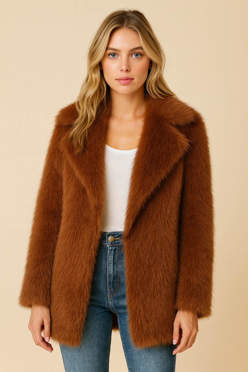 Dames Trendy Volume Stijlvolle Faux Fur Jas met Grote Kraag | Balthy