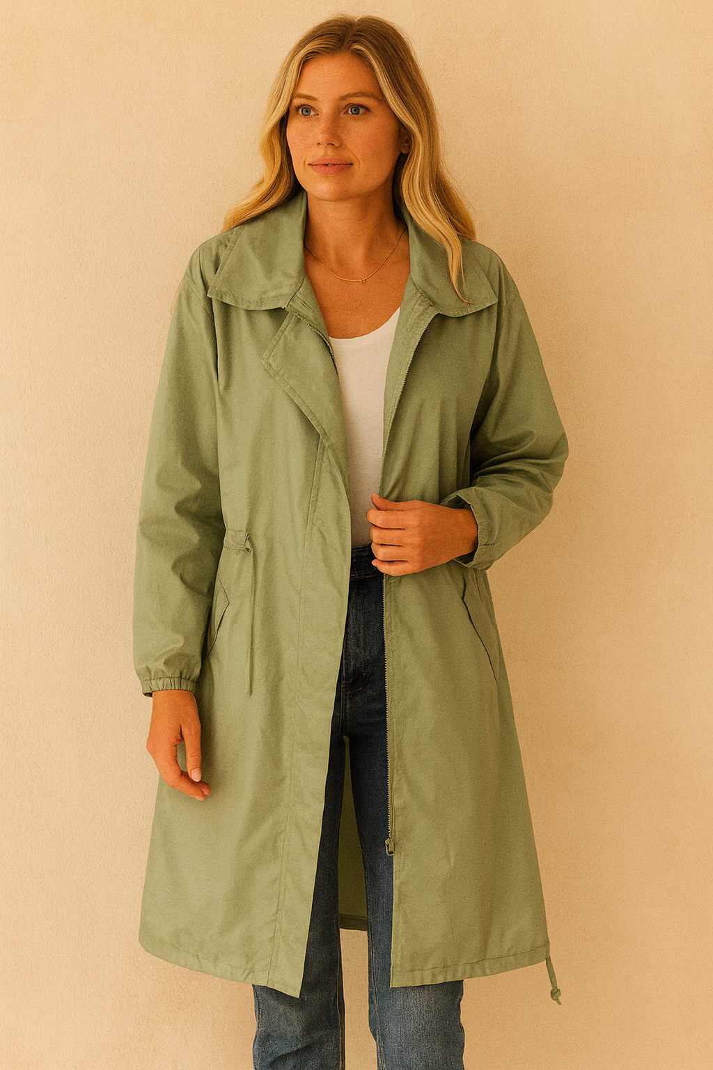 Dames Basic Veelzijdige Lange Lichtgewicht Regenjas | Bandalora