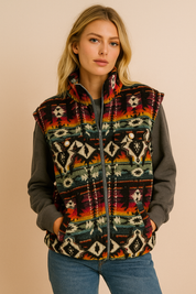 Dames Warme Elegante Fleece Bodywarmer met Aztec Print | Barucha